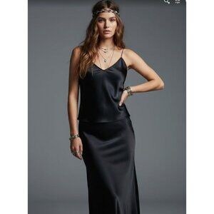 Massimo Black Elegant Layering Piece Sleek Versatile Silk Camisole Top Size P